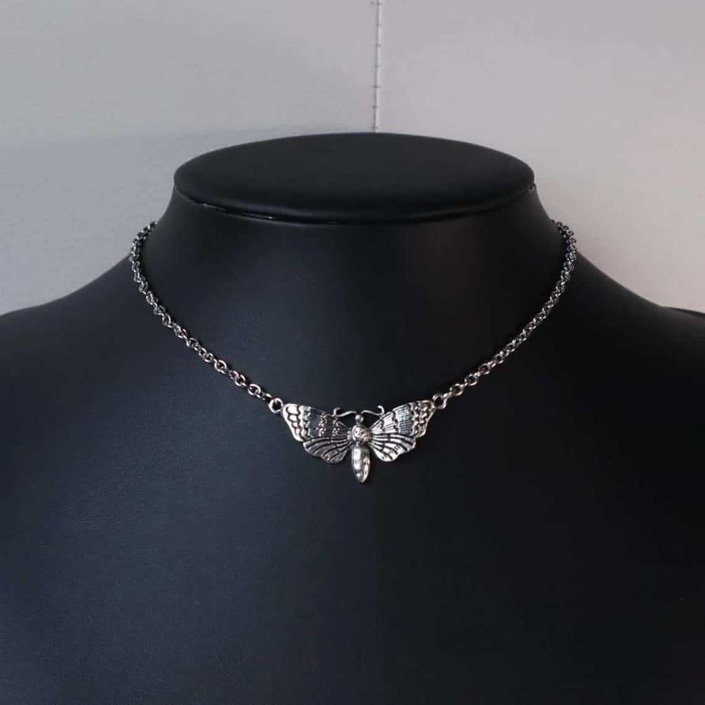 Gothic Death's-head Moth Necklace - Gold or Silver Alternative Pendant Jewelry for Men and Women