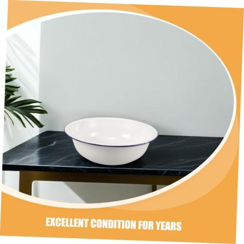 MUSISALY Enamel Footbath, Enamel Wash Basin, Vintage Enamel Basin, Enamel Washstand, Enamel Bowl, Enamel Washbasin, White