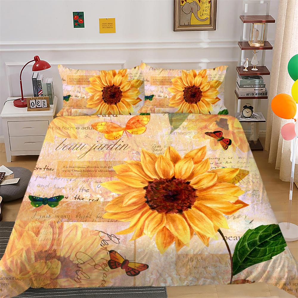 Комплект пододеяльников с 3D принтом цветов, постельное белье, двойной размер, полиэстеровые покрывала, модное домашнее постельное белье