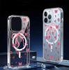 Прозрачный чехол с полным покрытием для iPhone 15/16/17 Pro Max с цветочным принтом и бантом, на магнитах