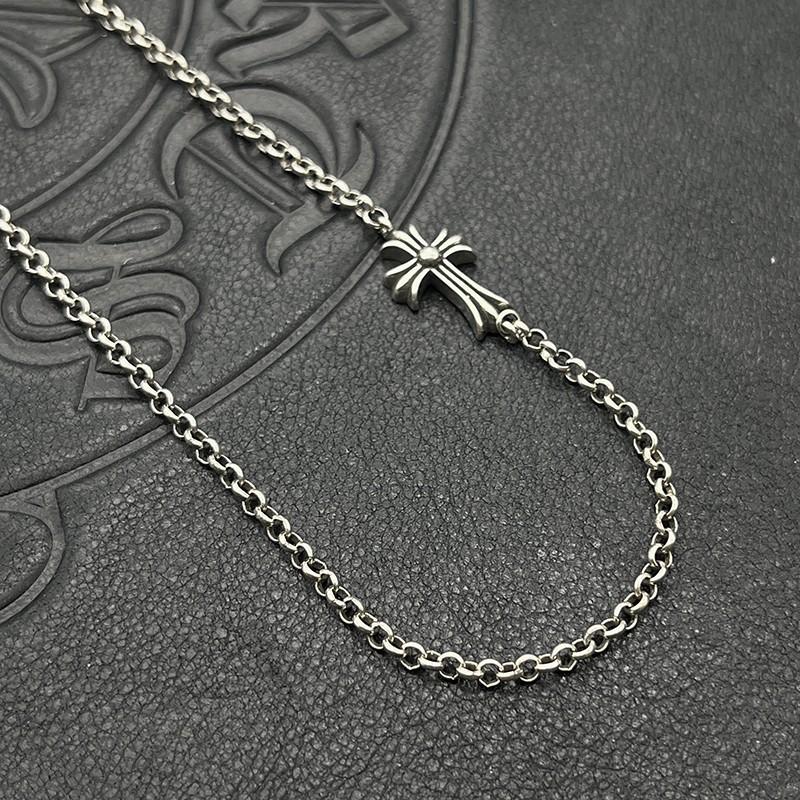 Crowe Thai Silver Retro Old Cross Collarbone Chain Niche Pendant Popular Pure Desire Style