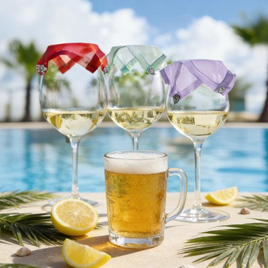 1/4 шт. Крышка для винного бокала Дышащая конструкция решетки Многоразовые тканевые чехлы для винных бокалов Набор с декором в виде цветка и листа Защита от пыли для стекла для вечеринки на открытом воздухе