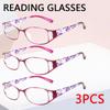 3PCS Anti-Blue Light Reading Glasses Unique Hollow Design Fashionable Flower Women's Color  Reading Glasses Power +1.0 To +4.0