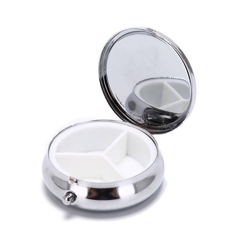 Folding Pill Case Metal Pill Cutter Medicine Pill Box Makeup Storage Container
