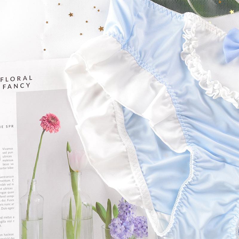 Большой размер ярких цветов, молочный шелковый бант, нижнее белье принцессы Лолиты для костюмированной вечеринки, милое нижнее белье для горничной, милые эластичные трусики