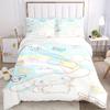 3pcs Sanrio Cinnamoroll Rainbow & Balloon Pattern Printed Quilt Set - Includes 1 Quilt Cover and 2 Pillowcases, Machine Washable - Suitable for A