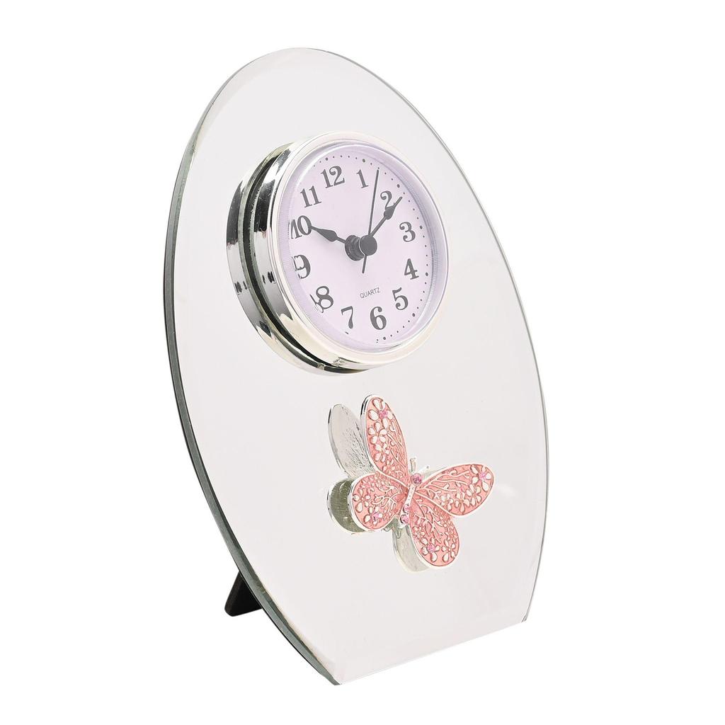 Sophia Pink Butterfly Glass Mantel Clock