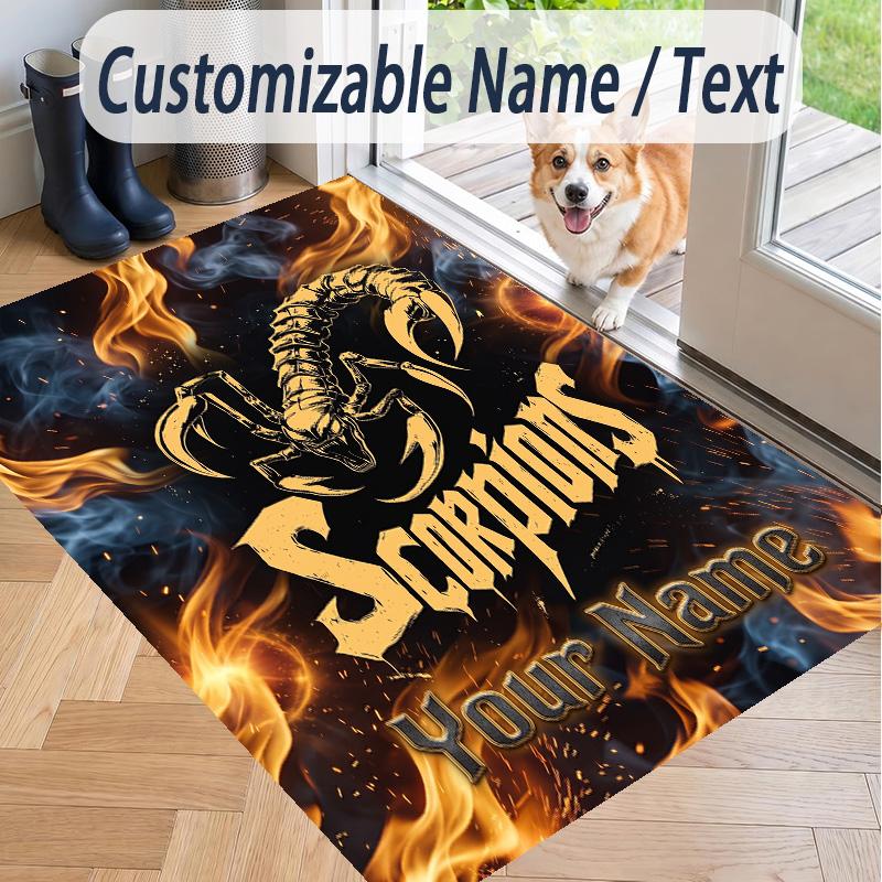 Custom Text Printed Rug Scorpions Non Slip Floor Carpet For Home Room Decor