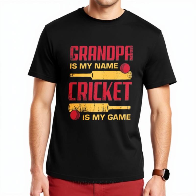 Solid Color Teeshirt Unisex Crew Neck Tshirt Plus Size Grandpa Is My Name Cricket Is My Game Trendy For Her Tee Shirt Basic Tee