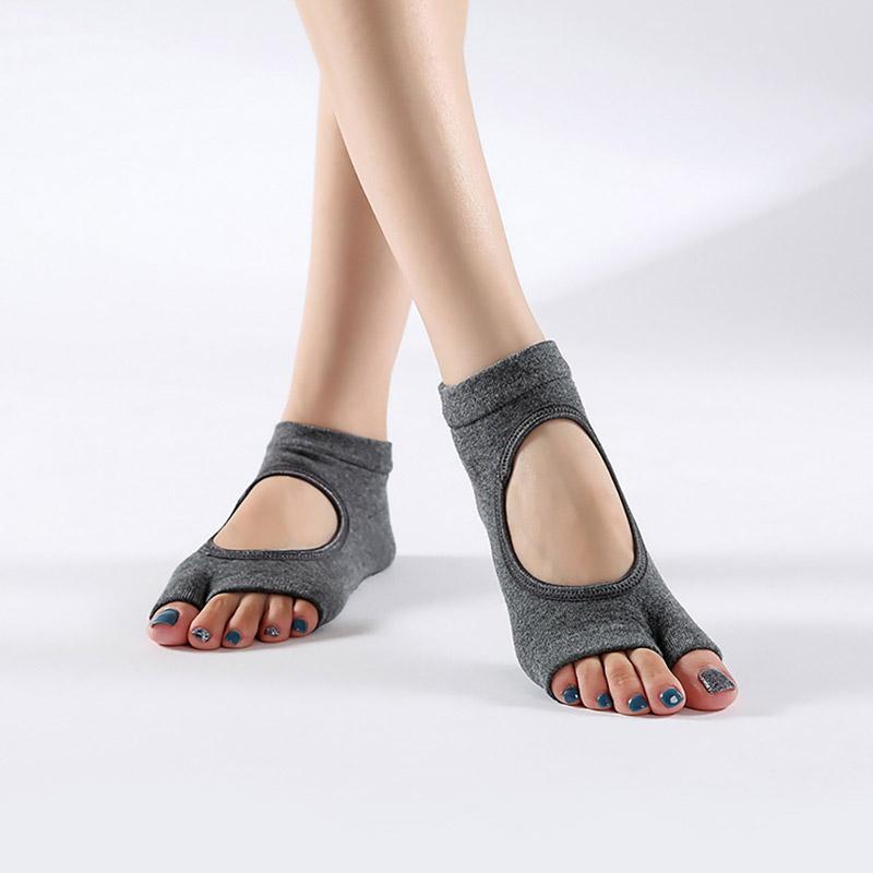 Женские носки для йоги с двумя пальцами, нескользящие спортивные хлопковые носки для пилатеса, быстросохнущие балетные носки
