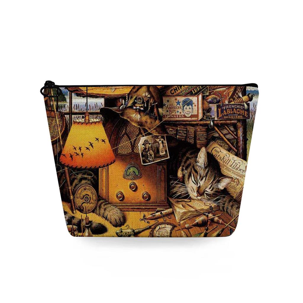 Женская косметичка с принтом кошки, органайзер для туалетных принадлежностей, дорожный чехол для хранения 6784