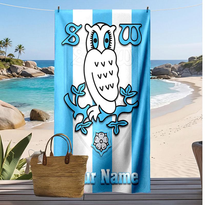 Sheffield Wednesday FC Personalized Printed Beach Towel Soccer Logo Support Custom Name Text Absorbent Towel For Sport Travel Special Gift