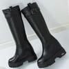 Leather Face Long Boots Women New Style Platform Boots for Women Casual Leather Boots Inner Height Increasing Women's Shoes