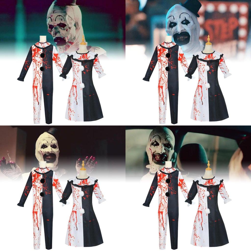 Ужасающий костюм клоуна для косплея с пятнами крови для сценических выступлений и вечеринок