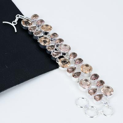 Браслет из морганита Драгоценный камень из морганита Браслет из стерлингового серебра 925 пробы ручной работы Ювелирные изделия из морганита Браслет для подарка Ювелирные изделия из морганита для мамы