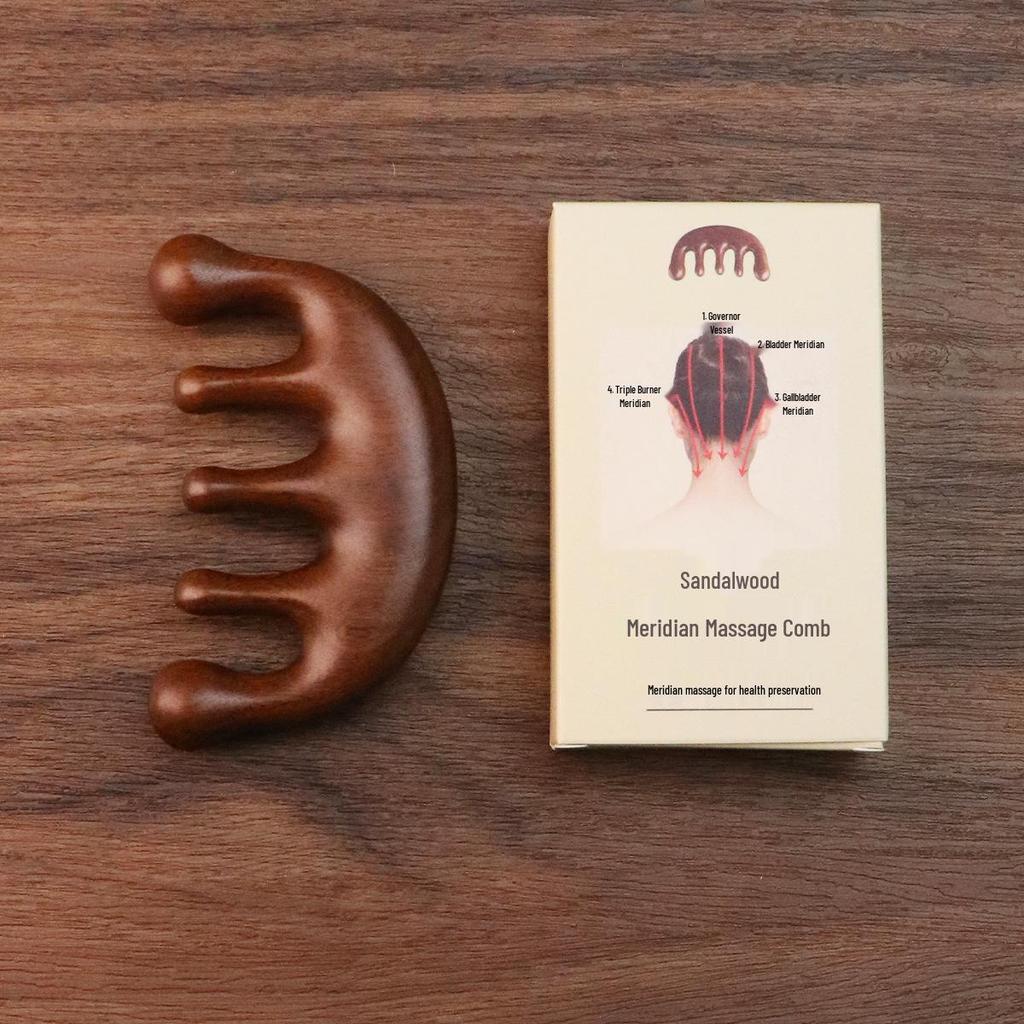 Массажная расческа из сандалового дерева: Портативный деревянный гребень для головы и меридианов сувенир
