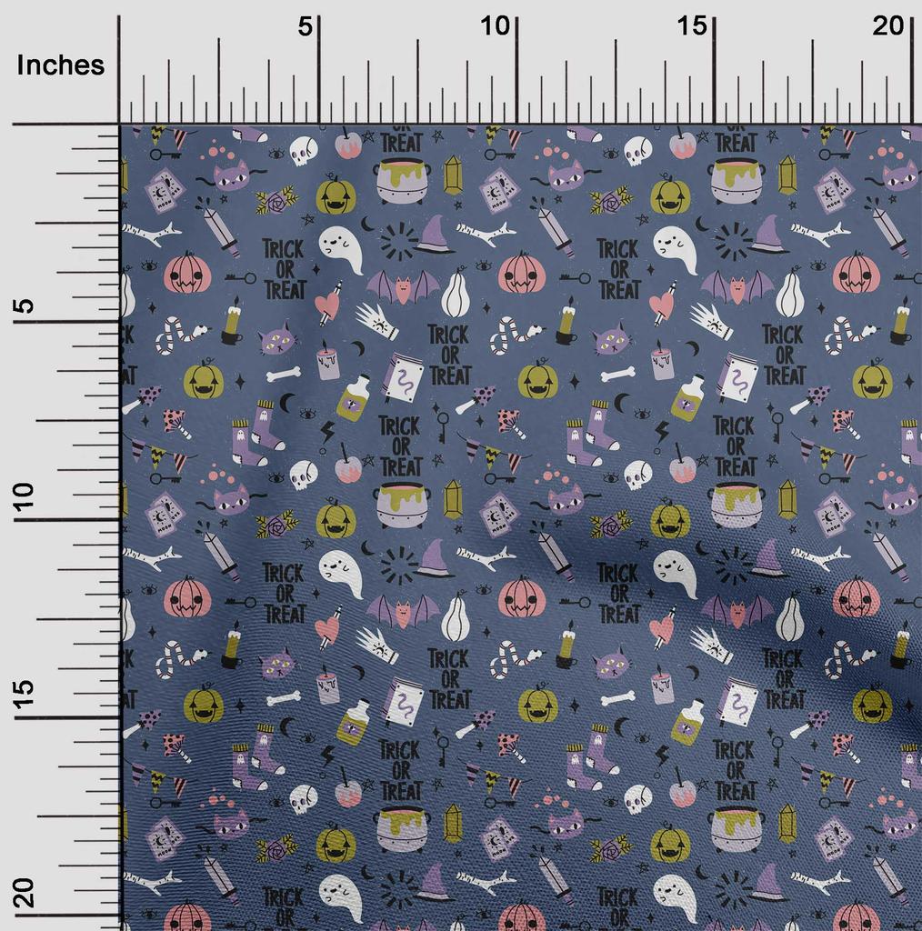 oneOone Cotton Flex Light Yellow Fabric Halloween Sewing Material Print Fabric By The Yard 40 Inch