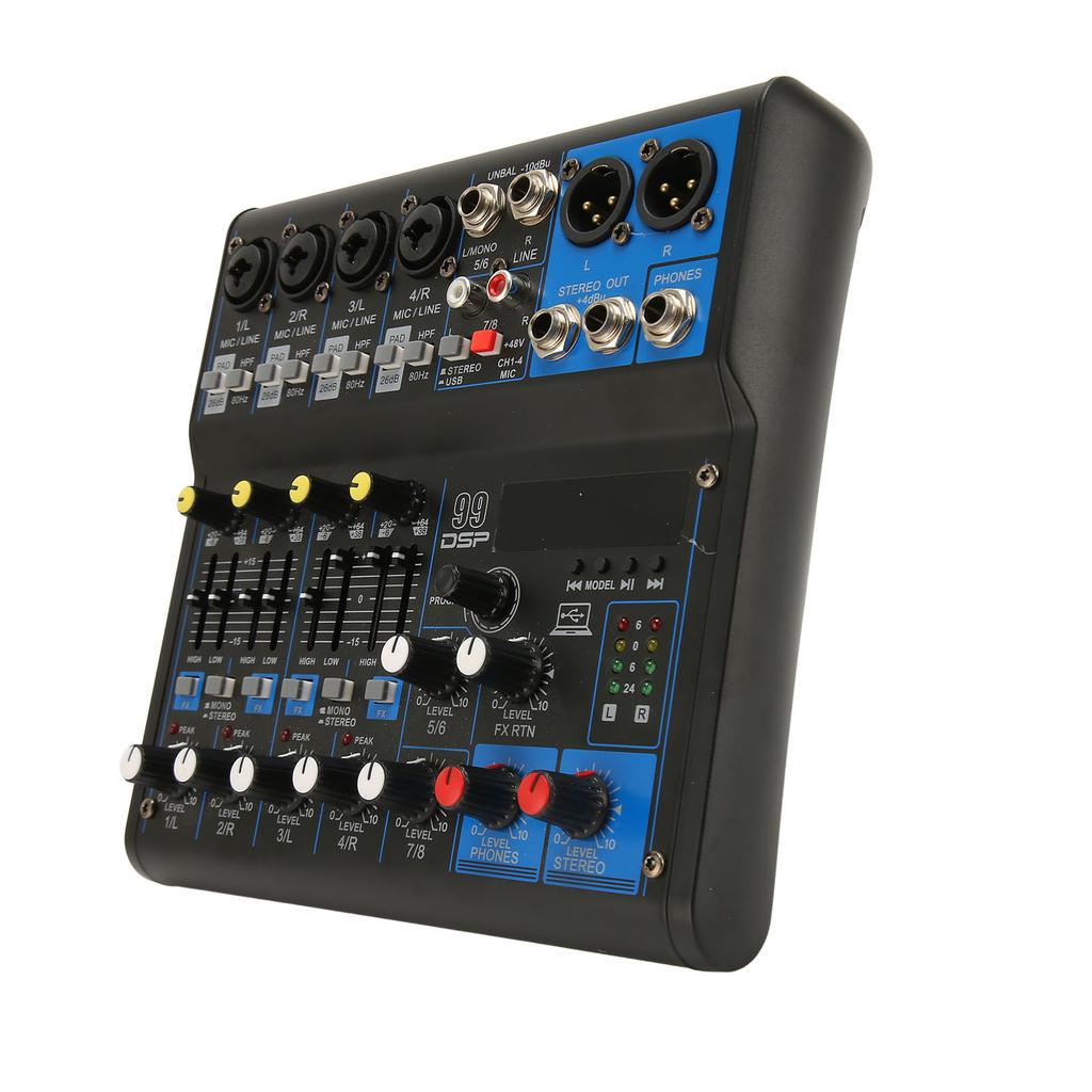 Звуковой микшер 8-канальный звуковой микшерный пульт 99 DSP-эффектов Bluetooth MP3 цифровой микшер для студийной сцены