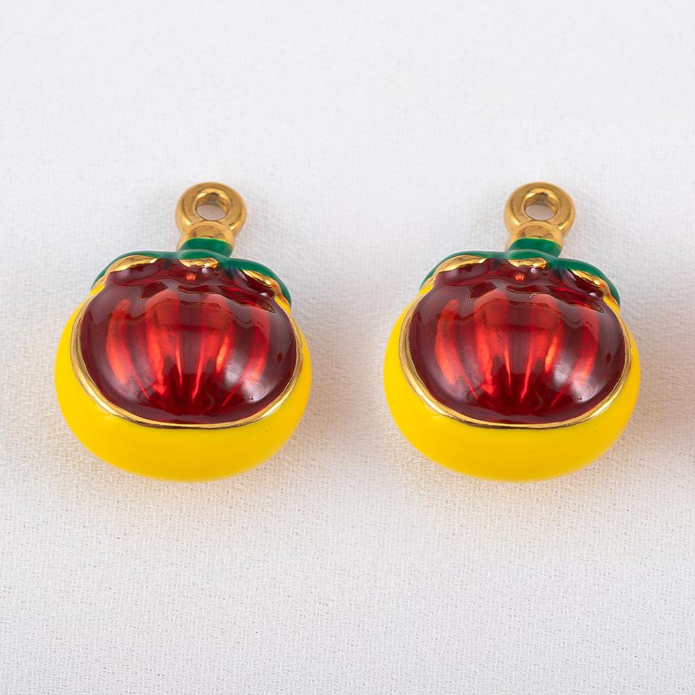 2pcs Stainless Steel Enamel Cute Strawberry Banana Corn Grape Cherry Charms Gold Plated DIY Bracelet Earrings Jewelry Findings
