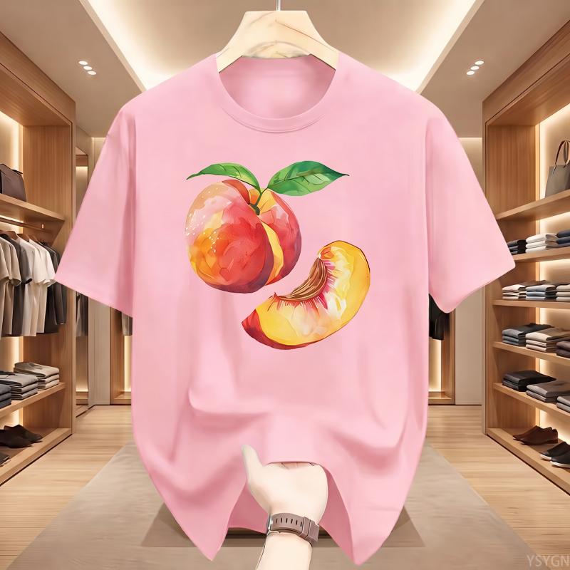 Летняя футболка с коротким рукавом Harajuku Streetwear с изображением целого персика и мужчины-слайса, эстетичные топы
