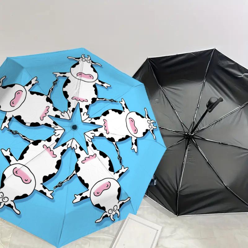 1PC cow star Umbrella-8-Rib Reinforced, Automatic Open, Lightweight & Durable, Cute Fashion Accessory for Outdoor-P95