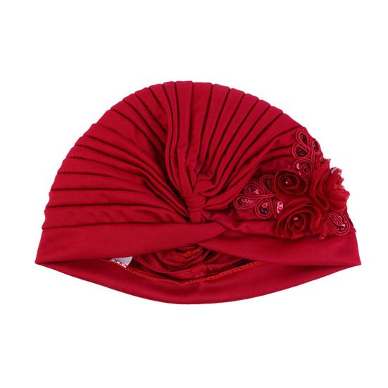 Women Hat Good Stretch Wind-proof Tear-resistant Anti-shrink Brimless Warm Sequin Trim Flower All Match Turban Hat Fashion Accessory
