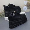 Модные 12 см Удобные Весенние Ботильоны из Натуральной Кожи на Платформе и Танкетке Осенняя Женская Обувь Синтетические Массивные Кроссовки