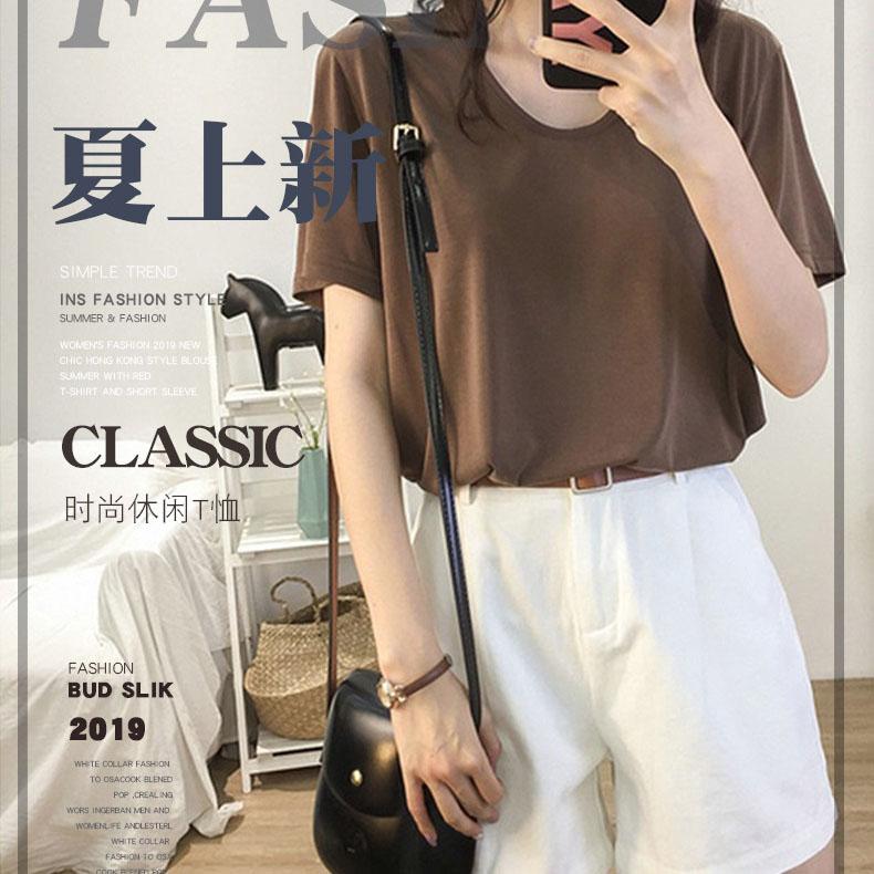 Летняя свободная женская футболка с короткими рукавами и V-образным вырезом