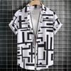 Simple Men's Shirts 3d Patchwork Printing High-Quality Men's Clothing Short Sleeve Beach Party Hawaiian Shirts