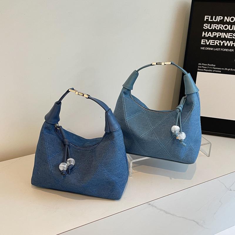 Джинсовая сумка женская 2024 tide ins корейская версия мода ромб вышитая нитью пригородная сумка плечо косая сумка