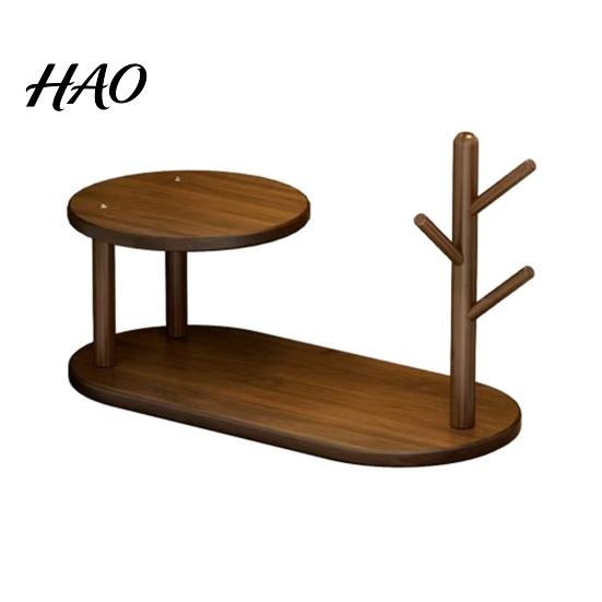 Wooden Tiered Display Stand Desk Shelf Organizer, Entryway Key Holder Stand, Rustic Organizer Storage Rack for Office Desk, Countertop
