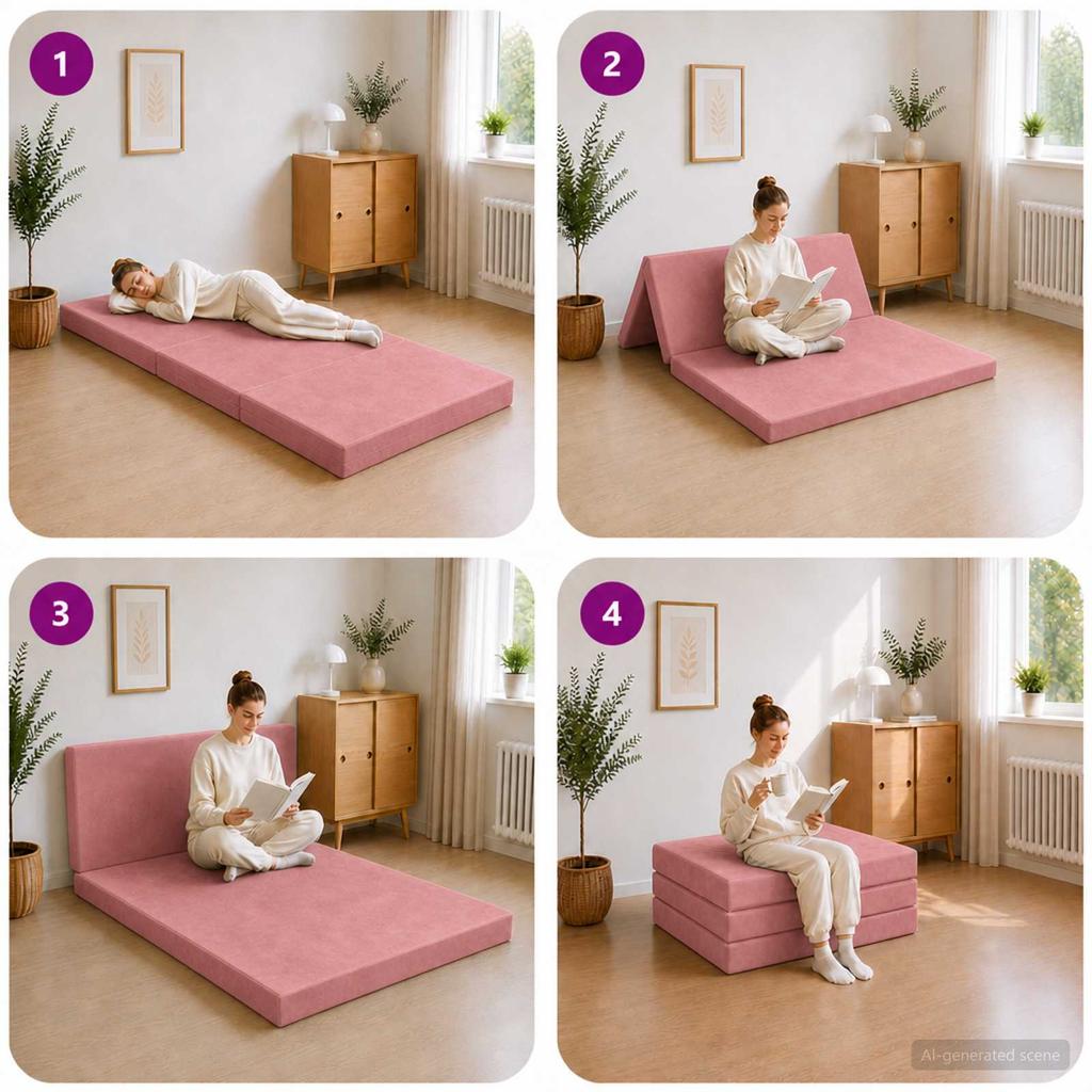 Folding Sofa Bed 80 x 67 x 45 cm Pink