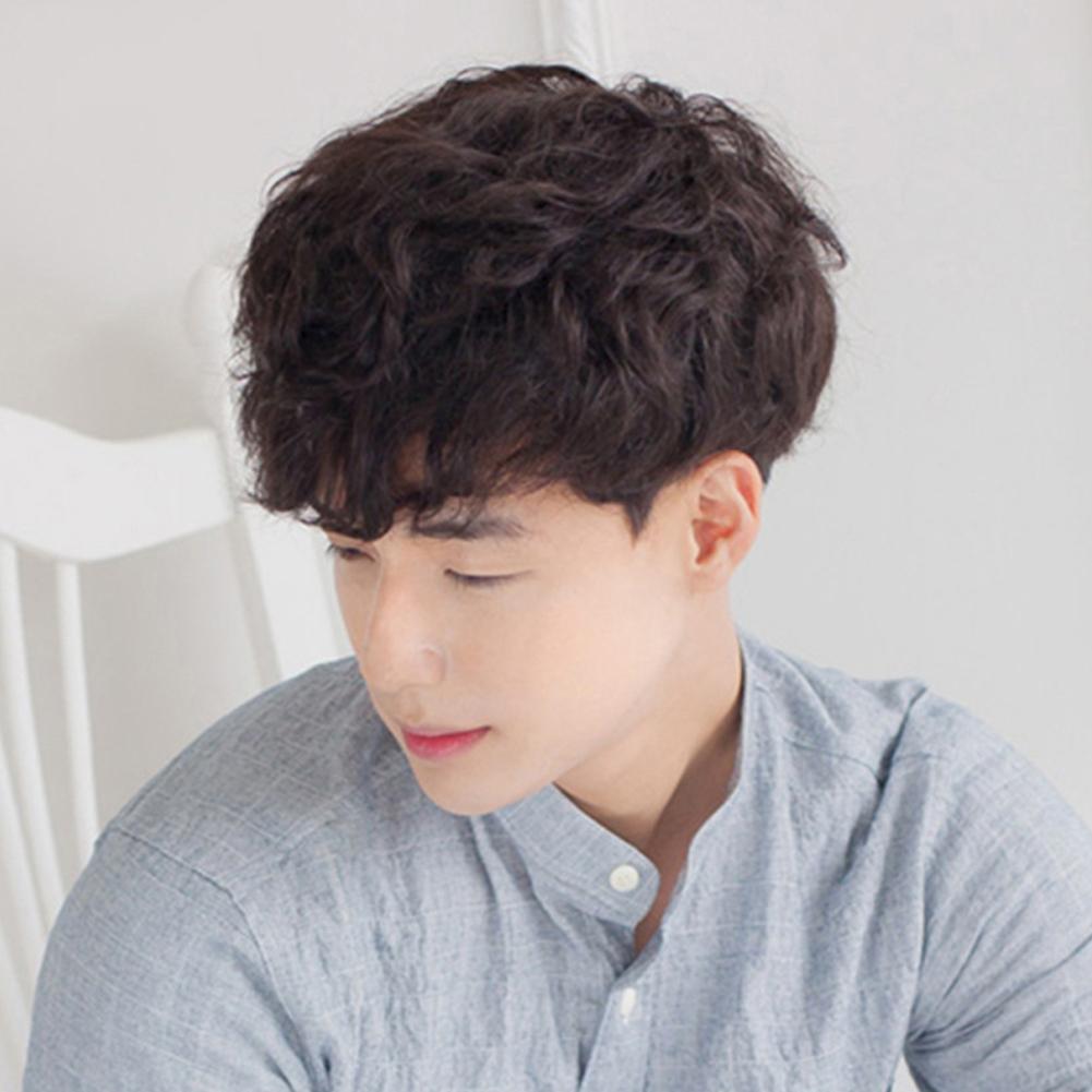 Синтетический Красивый Мужской Короткий Кудрявый Парик Корейский Аккуратный Стиль с Чёлкой Парик Шапочка для Головы Инструменты для Укладки Волос