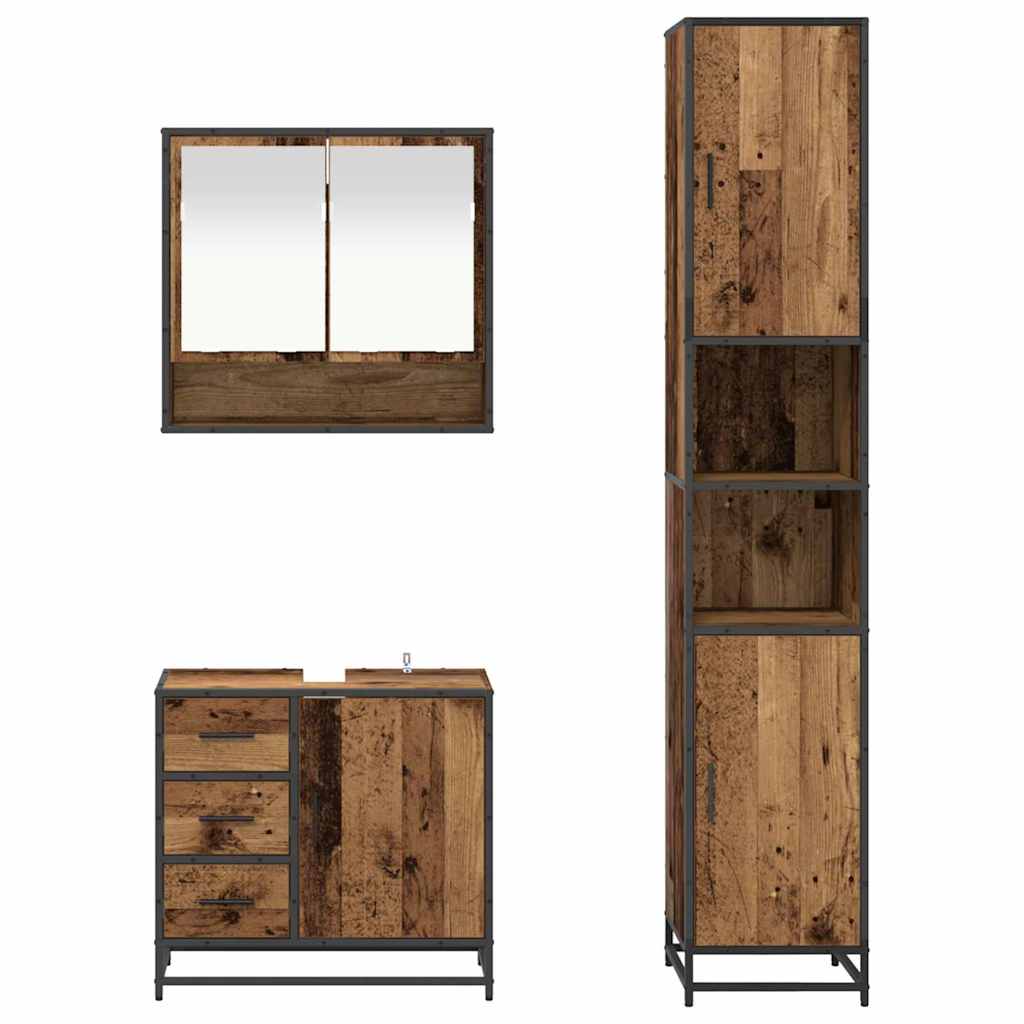 Bathroom Furniture Set with Drawers 3 pcs Reclaimed Wood Effect Particleboard