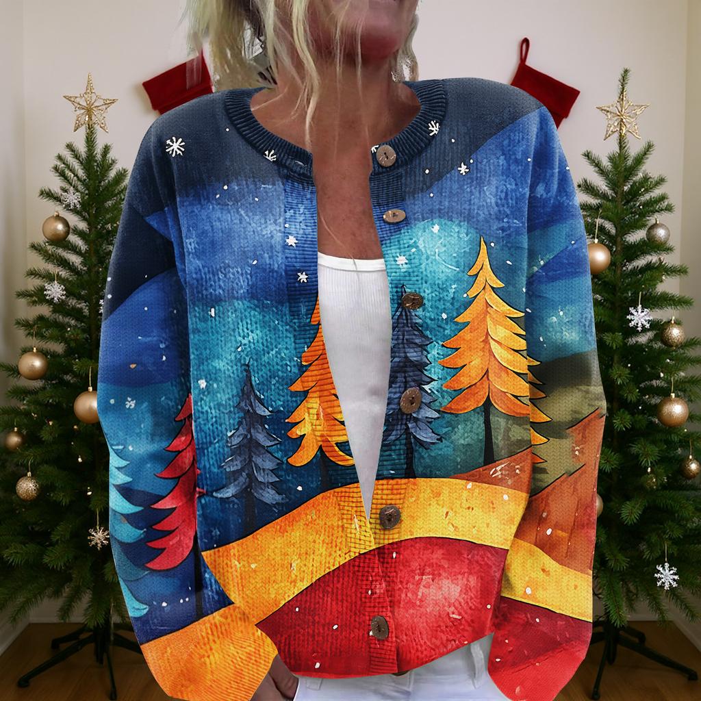 Женский рождественский свитер Милый забавный рождественский свитер Осень и зима Свитер с длинным рукавом вязаный