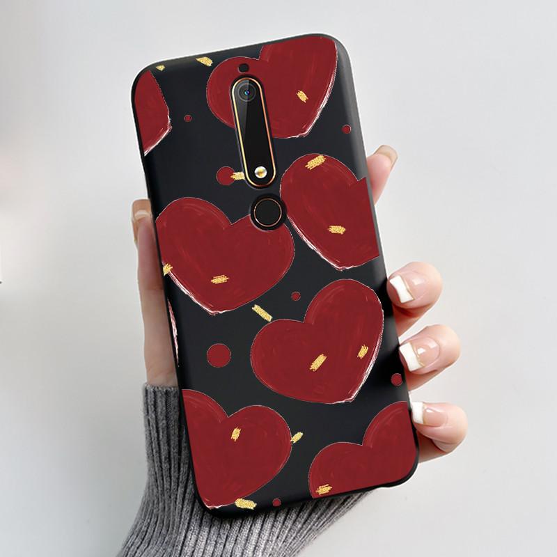 Cute Case For Nokia 6.1/Nokia 6.1 Plus/Nokia X6/Nokia6 Capa Printing Shell Protective Cover Soft Silicone Cartoon Black Casing