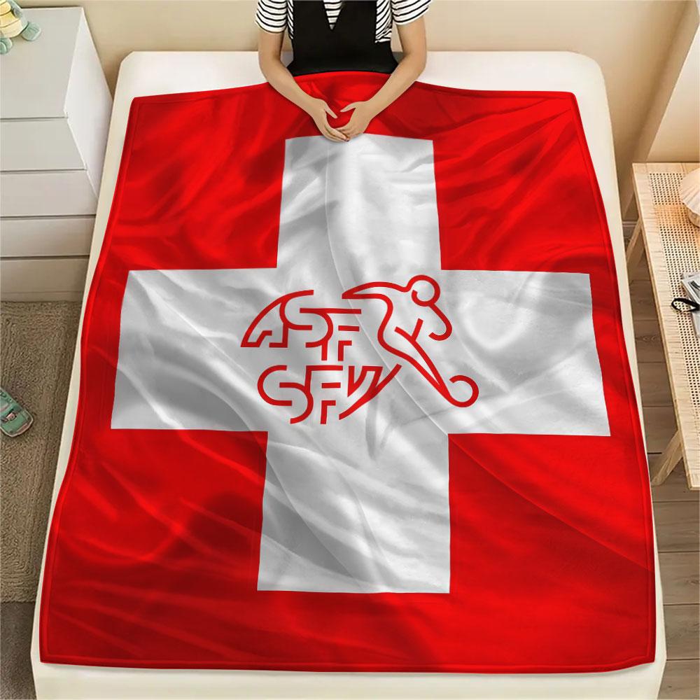Switzerland national football Printed Flannel Blanket, soft throw for bedroom sofa, washable,soccer fan merchandise, great gift.