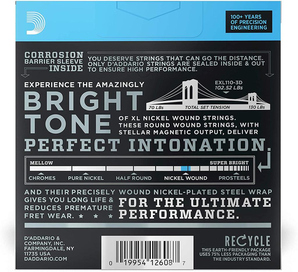 Комплект струн для электрогитары D'Addario EXL-110-3D (3 шт.)