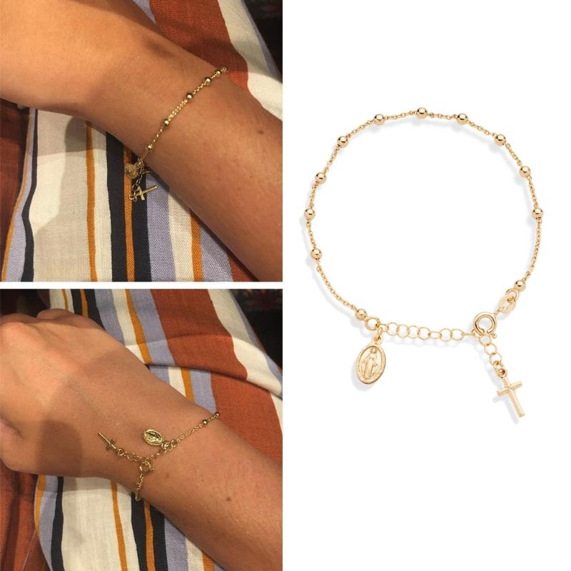 Catholic Church Crucifix Crosses Pendant Rosary Bracelet Christ Prayer Metal Rosaries Beads Chain Religious Jewelry