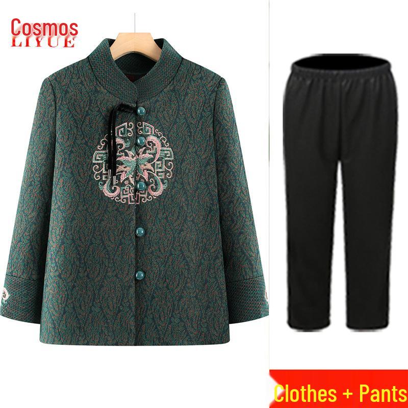 Осеннее шерстяное пальто для женщин среднего и пожилого возраста