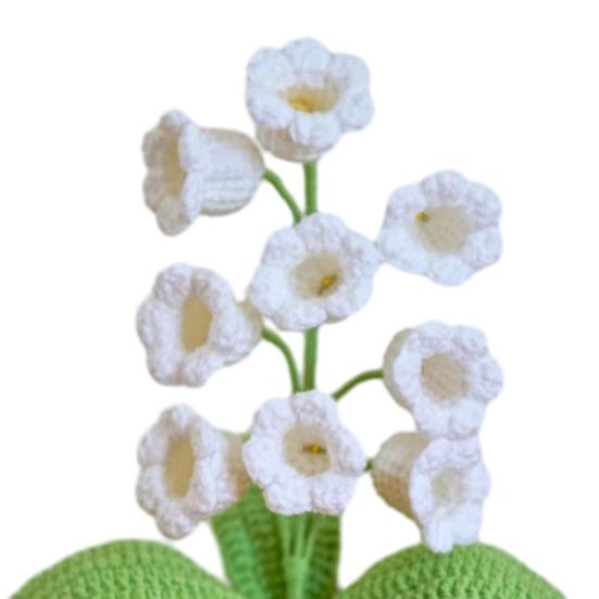 Lily of The Valley Lamp Crochet Artificial Flower Night Light Handmade Potted Plant Table Lamp for Women Wife Girlfriend Birthday Christmas Valentine