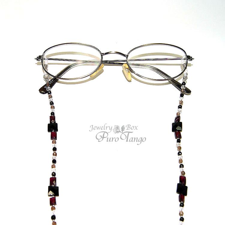 Eyewear chain glasses stylish luxurious womens gift anniversary birthday garnet natural stone free shipping