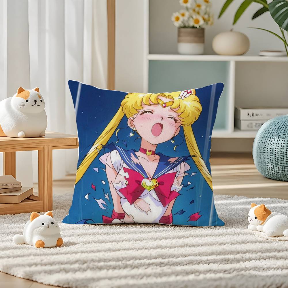 Sailor Moon Chibi Moon Anime Plush Pillow Cover Soft Short Plush Cushion Cover For Sofa Bedroom Home Decor Gift Decoration