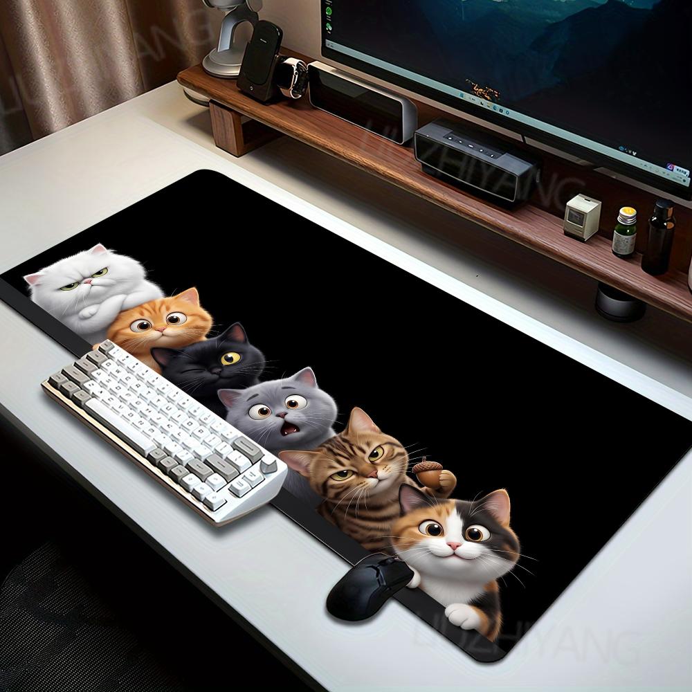 Cute Peeking Cat Mouse Pad XXL Large Anti-Slip Rubber Esport Gaming MousePad Durable Thick Seam Edge Office Gamer Long Desk Mat
