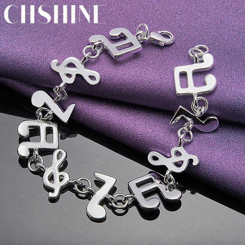 CHSHINE 925 стерлингового серебра музыкальная нота браслет цепь для женщин модные ювелирные изделия с подвесками