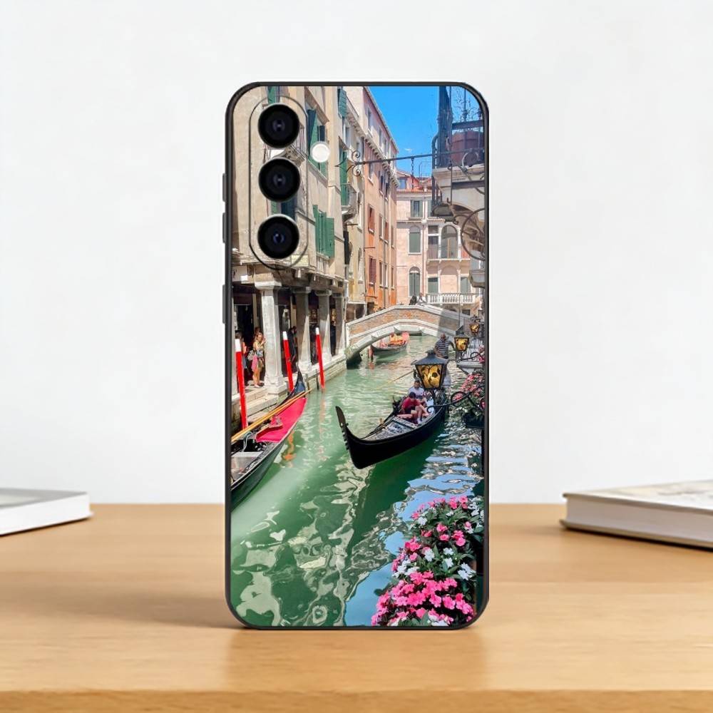 Beabtiful Water City Venice Phone Case For Samsung Galaxy A73,A72,A71,A70,A53,A52,A51,Soft Silicone Black Cover
