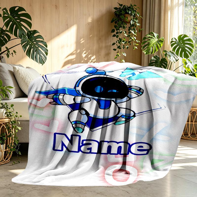 Custom Name Personalized Cosmic Bot Crew Print Blanket, Home Decor, Bedroom, Sofa, Camping, Couch, Gifts for Birthday ChristmasEnthusiasts
