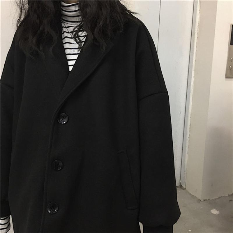 Женское шерстяное пальто Корейская версия Harajuku Ретро Свободное парное утолщенное стеганое шерстяное пальто