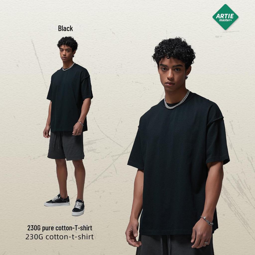 ARTIE Men's Spring/Summer 2024 Fringe Collar Street Fashion Washed Short-Sleeve T-Shirt