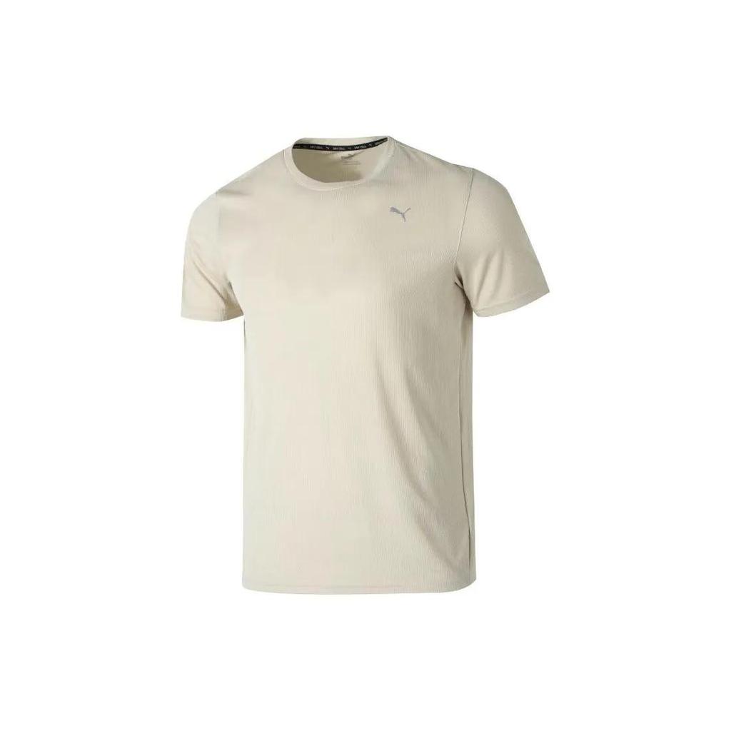 PUMA T Shirts Men's Khaki Crew Neck Moderate (Unisex) T-Shirts 520759 90